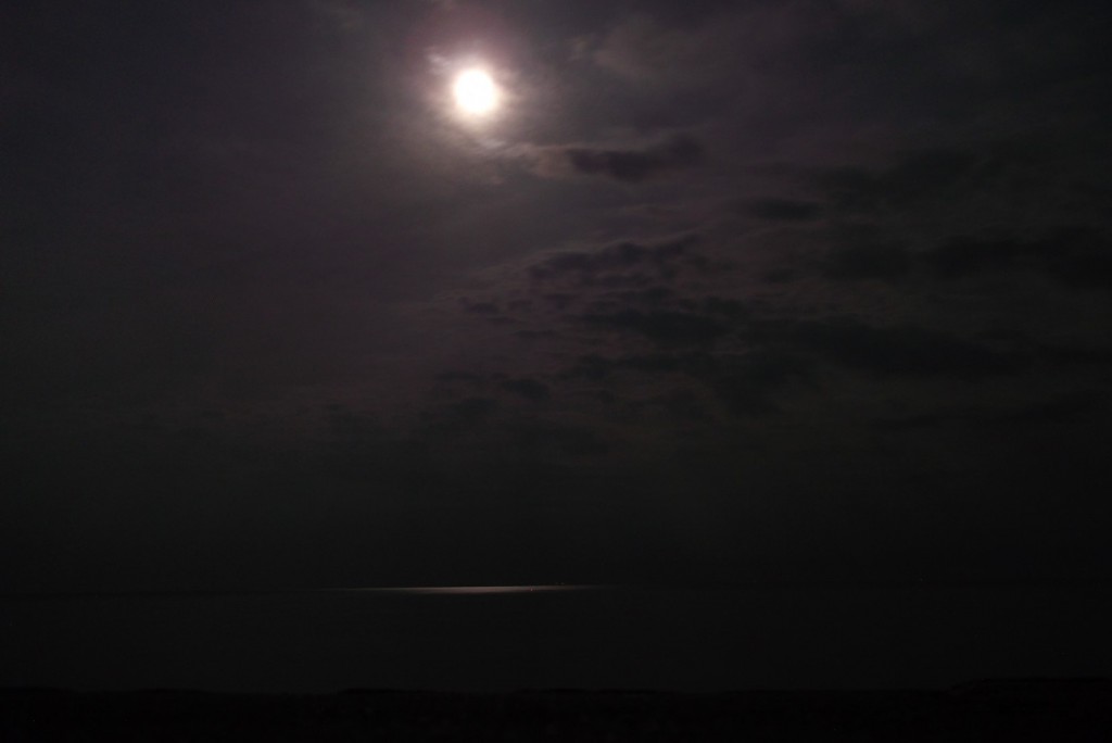 Fantastic moon light reflected by ocean surface.