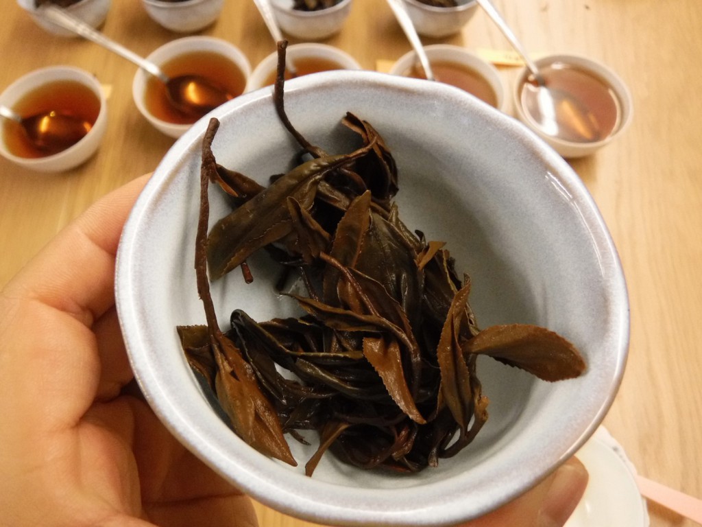 The shape and color of tea leaves.