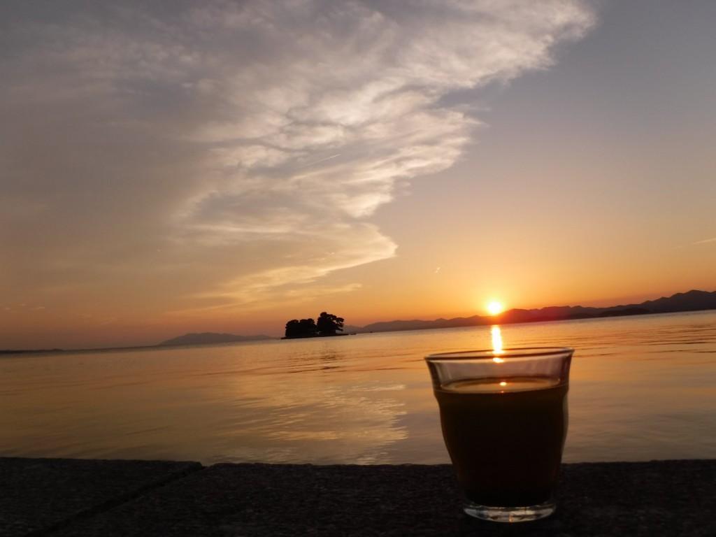00 Shinji lake sunset with Matsue Sencha green tea